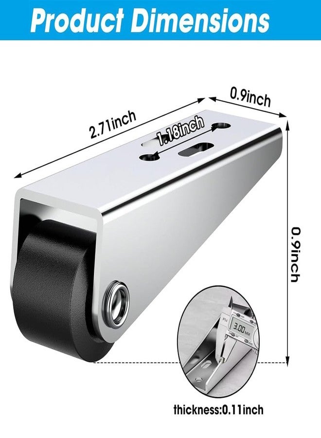 ABTER Door Bottom Roller Bracket Set | Metal Bracket with Wheel | Silver & Black | 4 Pieces | 2.71 × 1.18 × 0.9 inch - Image 2